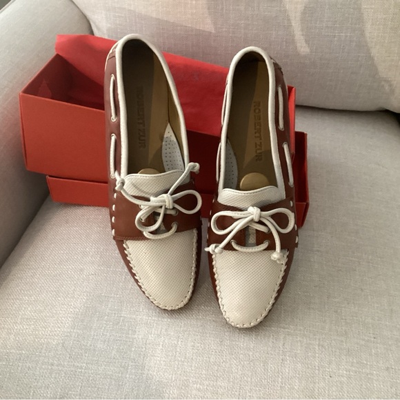 Robert Zur Driving Moccasins Cruz - Luggage White/Tan - Picture 1 of 5